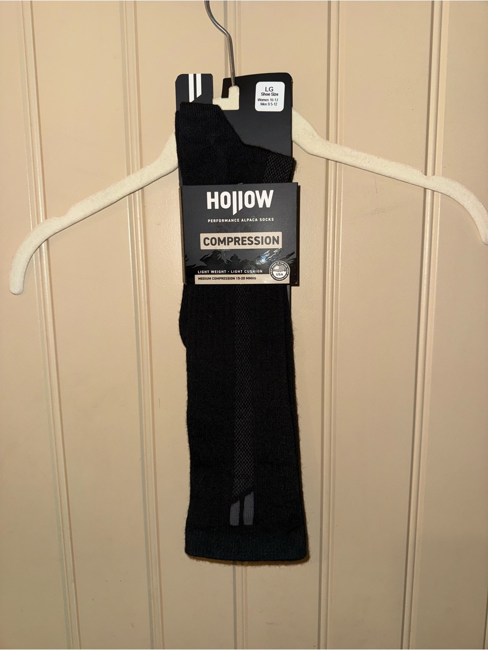 Hollow Alpaca Compression Socks Size Large Mens 9.5-12 Women 10-13 Black NEW